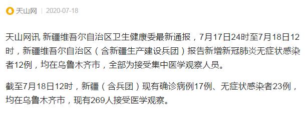 新疆最新疫情情况通报